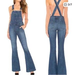 Free people denim flared overalls, 31-33